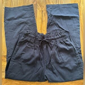 Navy Blue Wide-Leg Pants with Drawstring Waist